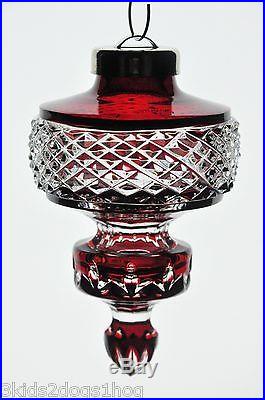 Waterford 2002 Ruby Red Cut to Clear Crystal Cased Ball Christmas Ornament New