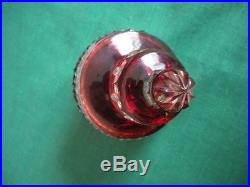 Waterford 2002 Ruby Red Cut to Clear Crystal Spired Ball Christmas Ornament