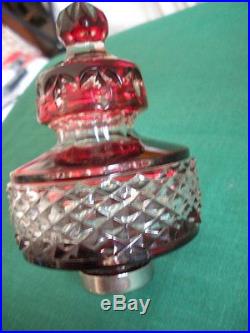 Waterford 2002 Ruby Red Cut to Clear Crystal Spired Ball Christmas Ornament