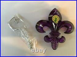 Waterford 2013 PURPLE FLEUR DE LYS CHRISTMAS ORNAMENT WITH ENHANCER NEW IN BOX