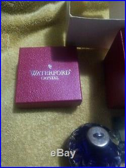 Waterford Cased Cobalt Crystal Ball Blue Cut To Clear Christmas Ornament New