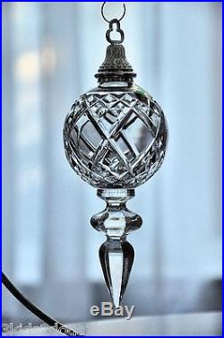 Waterford Clear Cut Crystal Kinsale Spire Holiday Christmas Ball Ornament New
