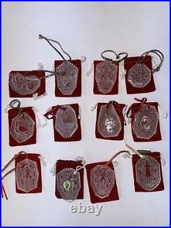 Waterford Crystal'12 DAYS OF CHRISTMAS' Ornaments (Lot of 12)