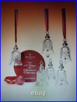 Waterford Crystal 12 Days Christmas Bell Ornaments COMPLETE SET of Twelve MINT