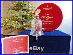 Waterford Crystal 12 Days of Christmas 11 Pipers Piping Bell Ornament Box, Mint