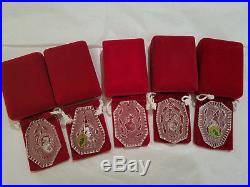 Waterford Crystal 12 Days of Christmas Ornaments 1990-1994 Mint