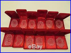 Waterford Crystal 12 Days of Christmas Ornaments Complete Set of 12 1982-95 E+