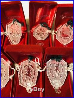Waterford Crystal 12 Days of Christmas Ornaments Lot of 11, with Boxes 1985-95