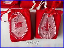 Waterford Crystal 13 pc set 12 Days of Christmas Ornaments inc 1982 Partridge