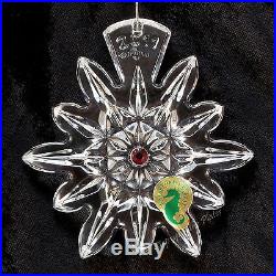 Waterford Crystal 2011 SNOWFLAKE Wishes JOY 1st Ed Ruby Lismore Xmas Ornament