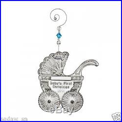 Waterford Crystal 2014 Babys First Christmas Carriage Stroller Crystal Ornament