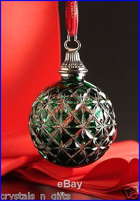 Waterford Crystal 2014 Emerald Cased Ball Ornament Annual Christmas