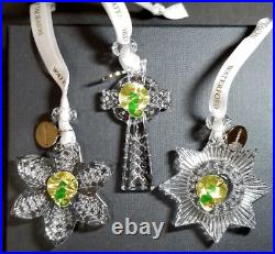 Waterford Crystal 2018 Mini Ornaments Set 3 Cross Snowflake Star Christmas Boxed
