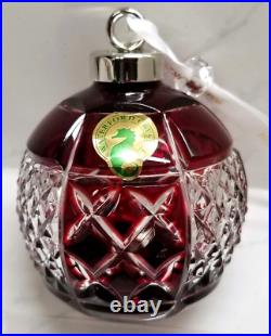 Waterford Crystal 2018 Ruby Ball Cased Christmas Ornament # 40032597 Boxed