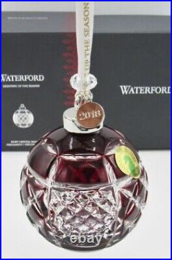 Waterford Crystal 2018 Ruby Ball Cased Christmas Ornament # 40032597 Boxed