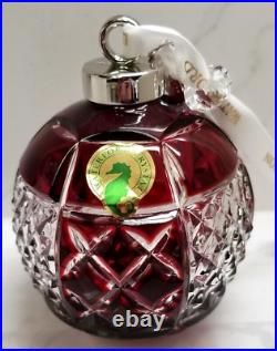 Waterford Crystal 2018 Ruby Ball Cased Christmas Ornament # 40032597 Boxed