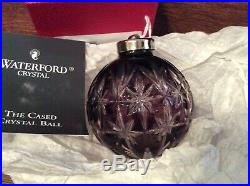 Waterford Crystal AMETHYST Cut To Clear Cased Ball Christmas Ornament
