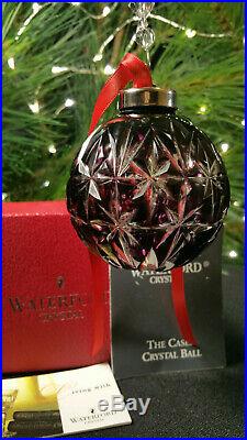 Waterford Crystal Amethyst Annual Cased Ball Ornament Christmas 2001 MINT in BOX