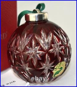 Waterford Crystal Annual Ruby Red Cased Ornament Bauble Ball with Box Retired