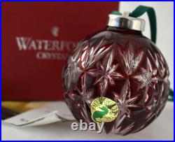 Waterford Crystal Annual Ruby Red Cased Ornament Bauble Ball with Box Retired
