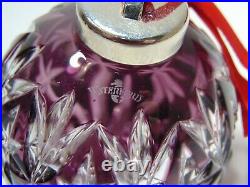 Waterford Crystal Cased Amethyst Purple Ball Ornament Christmas In Box