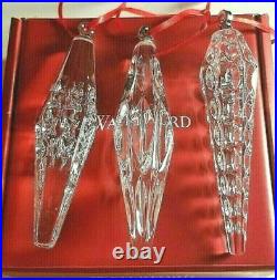 Waterford Crystal Christmas Icicle Ornaments set of 3 New in box