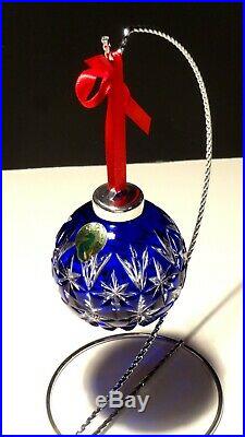 Waterford Crystal Christmas Ornament Ball Cobalt Blue