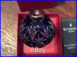 Waterford Crystal Cobalt Blue Cut To Clear Cased Ball Christmas Ornament