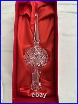 Waterford Crystal Glass Tree Topper Ornament Round Tip 10 1/4 with box, 3559