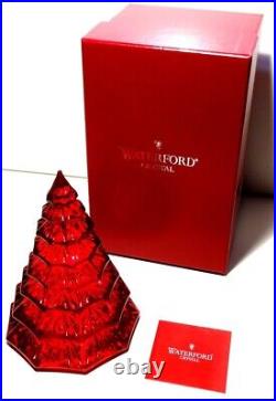 Waterford Crystal Large Red Christmas Tree Figurine 6 1/2 In Original Box