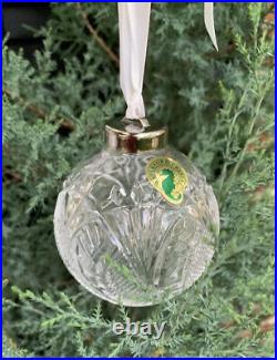 Waterford Crystal Ornament Clear Cut Glass Round Seahorse Ball Holiday Christmas