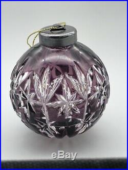 Waterford Crystal, Rare 2001 Amethyst Ornament Purple Clear Christmas Ball