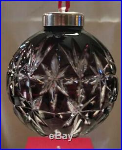 Waterford Crystal, Rare 2001 Amethyst Ornament Purple Clear Christmas Ball, Mib