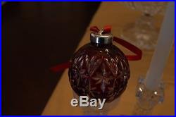Waterford Crystal Ruby Cased Christmas Ball Ornament NWOB