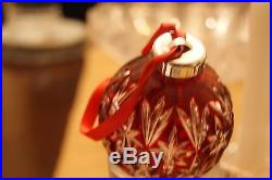 Waterford Crystal Ruby Cased Christmas Ball Ornament NWOB