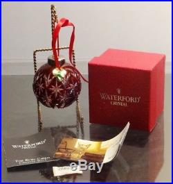 Waterford Crystal Ruby Red Ball Christmas Tree Ornament In Box