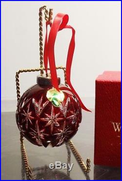 Waterford Crystal Ruby Red Ball Christmas Tree Ornament In Box