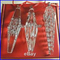 Waterford Crystal Set of 3 Icicle Christmas Tree Ornaments! NIB