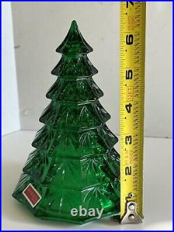 Waterford Lead Crystal Emerald Green Large Christmas Tree Sculpture Germany Mint