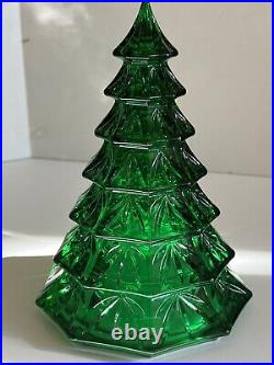 Waterford Lead Crystal Emerald Green Large Christmas Tree Sculpture Germany Mint