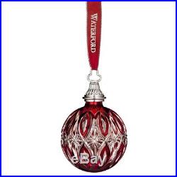 Waterford Red Cased Ball Crystal Christmas Tree Ornament Holiday Decoration New