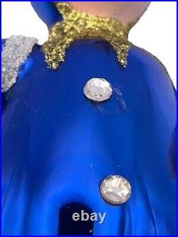 Waterford Sugar Plum Blue Elf Glass Christmas Ornament Italy Original Box Tag