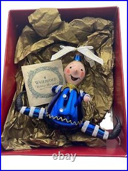 Waterford Sugar Plum Blue Elf Glass Christmas Ornament Italy Original Box Tag