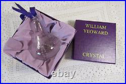 William Yeoward Clear Crystal Christmas Ornament Pear Shape Etched Signed Inbox