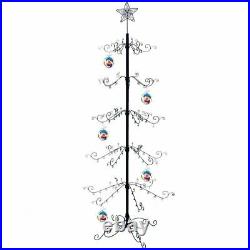 Wrought Iron Christmas Tree Metal Ornament Display Stand 174 Hook 84H