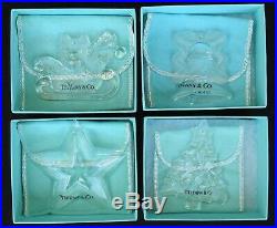 YOUR CHOICE of 1 Tiffany & Co. Crystal Christmas Ornament Sleigh, Bell, Tree