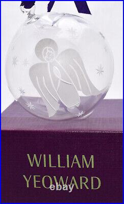 Yeoward Crystal Ball Christmas Ornament Etched Angel Hand Blown Scarce