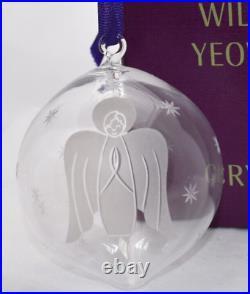 Yeoward Crystal Ball Christmas Ornament Etched Angel Hand Blown Scarce