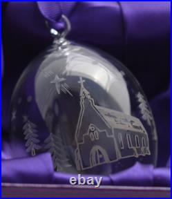 Yeoward Crystal Ball Christmas Ornament Etched Church Star Hand Blown Scarce