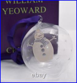Yeoward Crystal Ball Christmas Ornament Etched Snowman Hand Blown Scarce